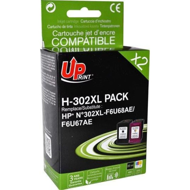 Uprint Tusz UPrint UPrint kompatybilny ink / tusz z F6U68AE, F6U67AE, HP 302XL, black+color, 600+400s, 20+18ml, H-302XL BK/CL PACK, dla HP OJ 3830,38