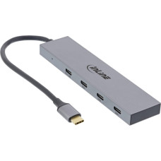 Inline HUB USB InLine InLine® USB 3.2 Gen.2 Hub, USB Type-C to 4 Port Type-C (1 Port power through up to 100W), OTG, aluminum housing, gray, without power supply unit