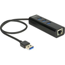 Delock HUB USB Delock 1x RJ-45  + 3x USB-A 3.0 (62653)