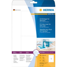 Herma Wkładki kartonowe 5033, A4, do opakowań na płyty CD i DVD, białe, bez kleju, 121 x 242 mm, typ slimcase, 25 szt (5033)