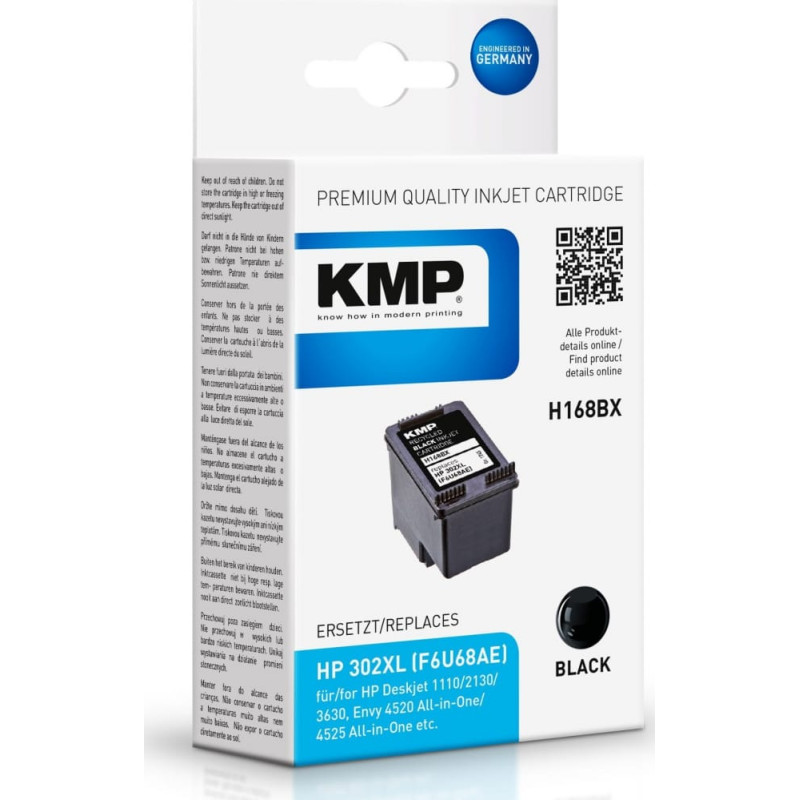 KMP Tusz KMP Patrone HP F6U68AE Nr.302 XL comp. schwarz H75 - 1745,4001