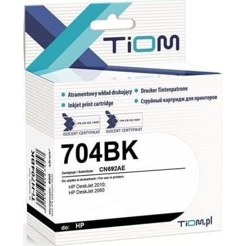 Tiom Tusz Tiom Tusz Tiom do HP 704BK | CN692AE | 15ml | black