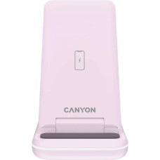 Canyon Ładowarka Canyon CANYON WS-304,  Foldable  3in1 Wireless charger, with touch button for Running water light, Input 9V/2A,  12V/1.5AOutput 15W/10W/7.5W/5W, Type c to USB-A cable length 1.2m, with QC18W EU plug,132.51*75*28.58mm, 0.168Kg, Iced Pink