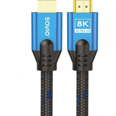 Savio HDMI (M) v2.1 cable, 5m, 8K, copper, blue-black, golden tips, SAVIO CL-169