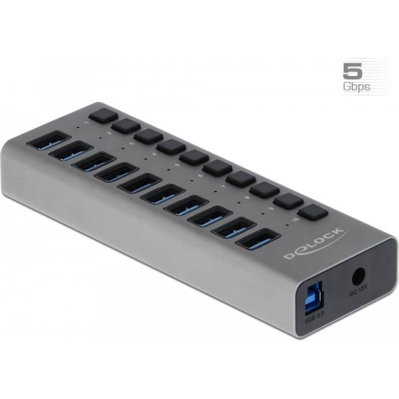 Delock HUB USB Delock DELOCK Externer SuperSpeed USB Hub mit 10 Ports + Schalter