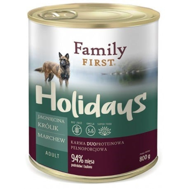 Family First Holiday Adult Lamb, Rabbit, Carrot - Wet dog food - 800g