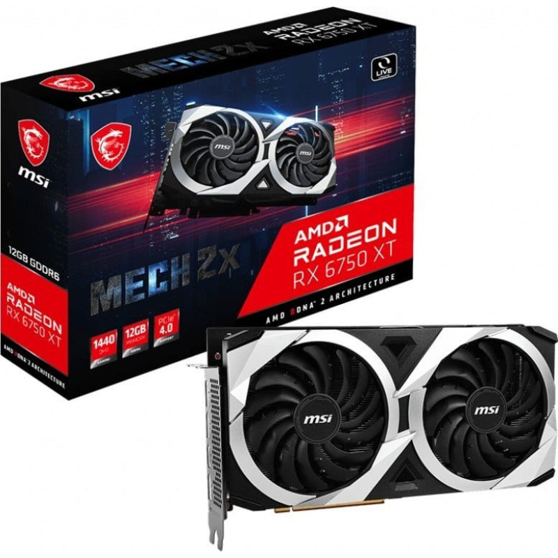 MSI Karta graficzna MSI VGA PCIE16 RX6750XT 12GB GDDR6/RX 6750 XT MECH 2X 12G V1 MSI