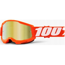 100% Gogle 100% STRATA 2 JUNIOR ORANGE (Szyba Złota Lustrzana Anti-Fog, LT 28%+/-5%) (NEW)