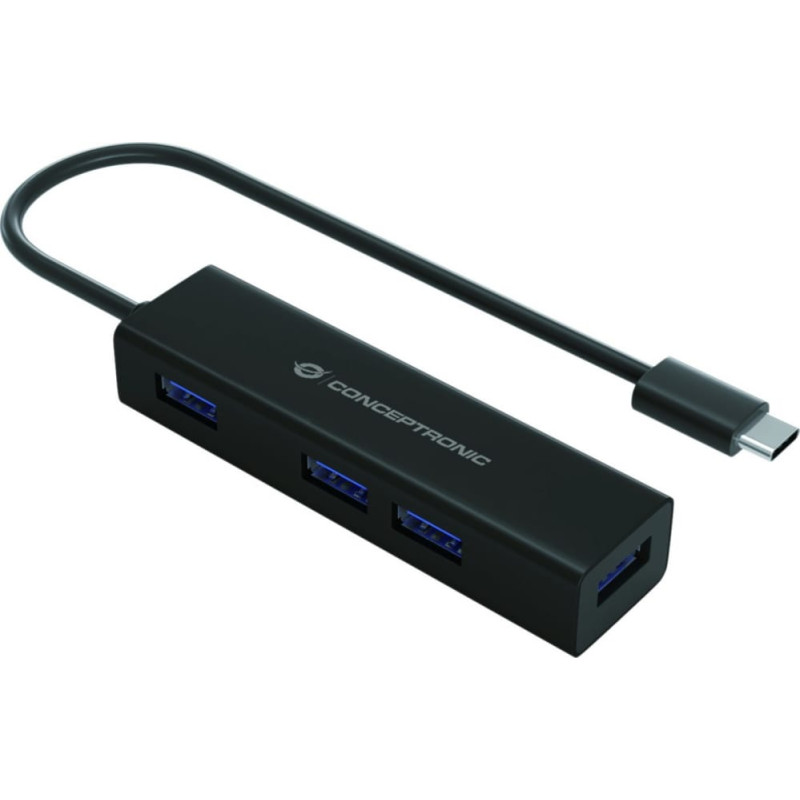 Conceptronic HUB USB Conceptronic CONCEPTRONIC USB-Hub 4-Port 3.1/C->4x3.0       o.Netzteil sw