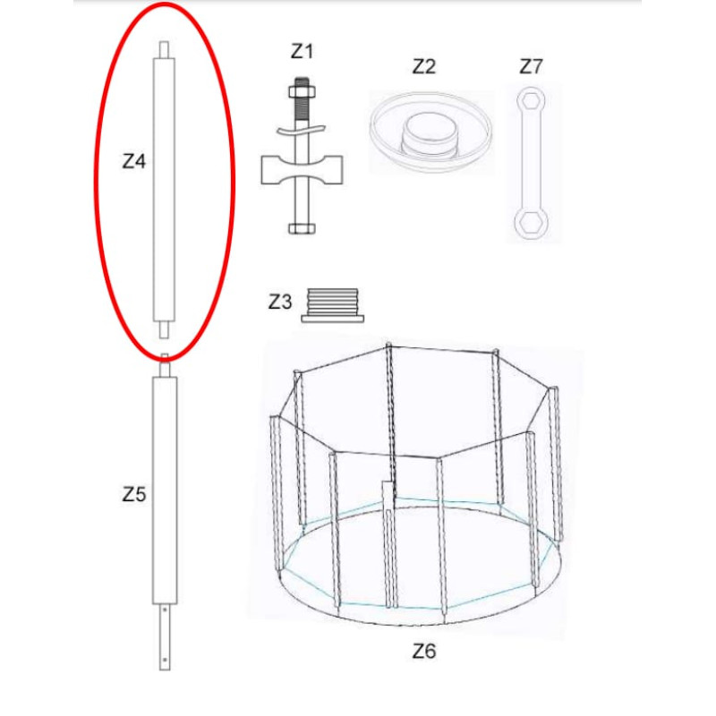 Zipro Górny słupek stelaża siatki zewnętrznej do trampoliny 8FT/252cm