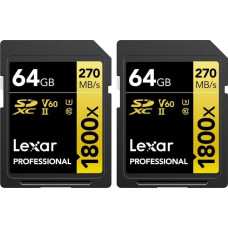 Lexar Karta Lexar Lexar Pro 1800x SDXC U3 (V60) UHS-II R270/W180 64GB - 2pack