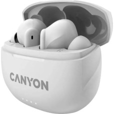 Canyon Słuchawki Canyon CANYON TWS-8, Bluetooth headset, with microphone, with ENC, BT V5.3 BT V5.3 JL 6976D4, Frequence Response:20Hz-20kHz, battery EarBud 40mAh*2+Charging Case 470mAh, type-C cable length 0.24m, Size: 59*48.8*25.5mm, 0.041kg, white