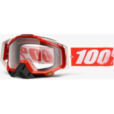 100% Gogle 100% RACECRAFT FIRE RED (Szyba Przezroczysta Anti-Fog + 10 Zrywek) (NEW)