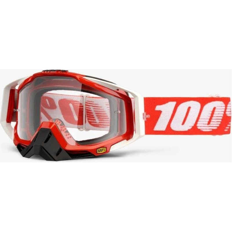 100% Gogle 100% RACECRAFT FIRE RED (Szyba Przezroczysta Anti-Fog + 10 Zrywek) (NEW)