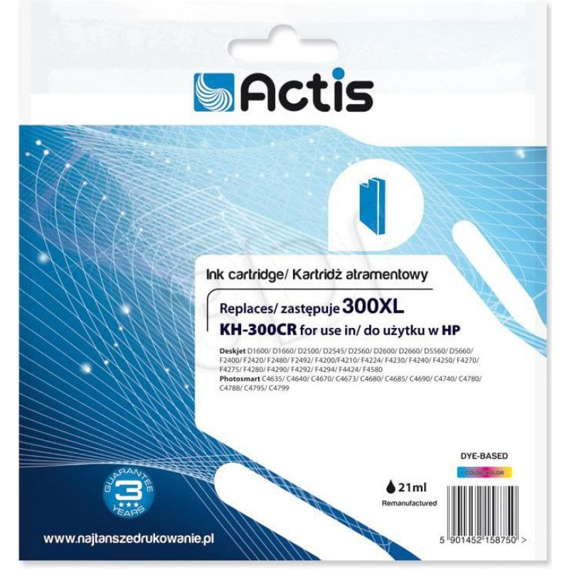 Actis KH-300CR ink for HP printer; HP 300XL CC644EE replacement; Standard; 21 ml; color