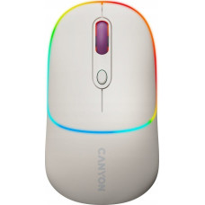 Canyon Mysz Canyon CANYON MW-22, 2 in 1 Wireless optical mouse with 4 buttons,Silent switch for right/left keys,DPI 800/1200/1600, 2 mode(BT/ 2.4GHz), 650mAh Li-poly battery,RGB backlight,Rice, cable length 0.8m, 110*62*34.2mm, 0.085kg