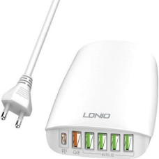 Ldnio Ładowarka LDNIO Ładowarka sieciowa LDNIO A6573C EU 5USB, USB-C 65W + Przewód zasilający