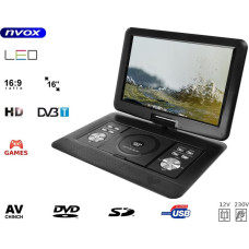 Nvox Odtwarzacz DVD Nvox Przenośny odtwarzacz dvd z tunerem telewizyjnym lcd 16cali cali dvb-t mpeg-4/2 dvd usb sd gry 12v 230v