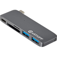 Estuff HUB USB eStuff 1x SD 1x microSD  + 3x USB-A  (ES84121-GREY)