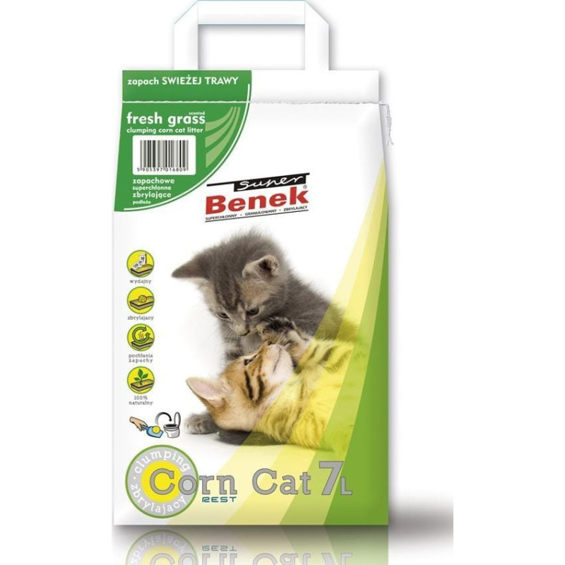 Super Benek Żwirek dla kota Super Benek Corn Cat Świeża trawa 7 l