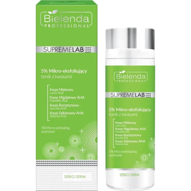 Bielenda BIELENDA PROFESSIONAL_SupremeLab Sebio Derm 5% Micro-Exfoliating 5% mikro-eksfoliujący tonik z kwasami 200ml