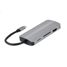 Gembird A-CM-COMBO8-02 notebook dock/port replicator USB Type-C Silver