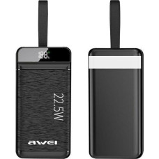 Awei Powerbank Awei AWEI PowerBank P140K 30000mAh 22.5W czarny/black 3xUSB/PD/Lightning wyświetlacz + lampka LED