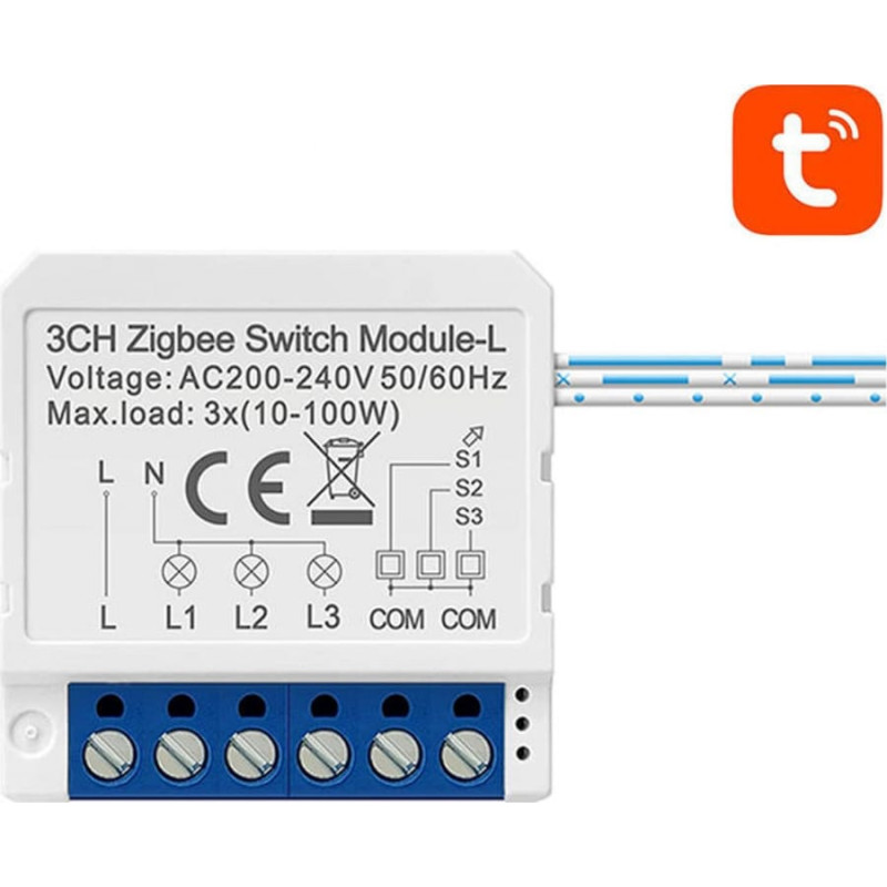 Avatto Inteligentny przełącznik dopuszkowy ZigBee Avatto LZWSM16-W3 Bez Neutralnego TUYA