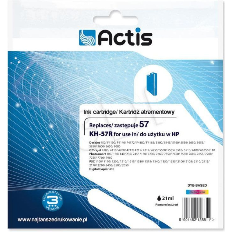 Actis KH-57R ink for HP printer; HP 57 C6657AE replacement; Standard; 21 ml; color