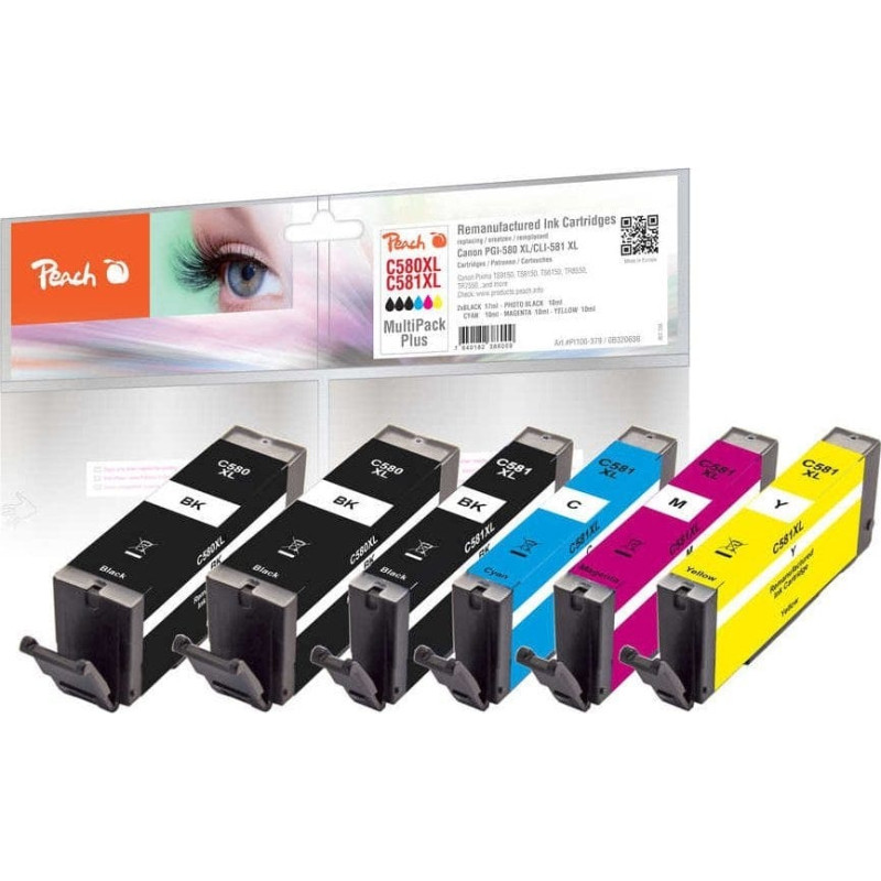 Peach Tinte Spar Pack Plus PI100-379 (kompatibel zu Canon PGI-580XL, CLI-581XL)