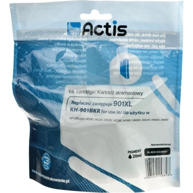 Actis KH-901BKR ink for HP printer; HP 901XL CC656AE replacement; Standard; 20 ml; black