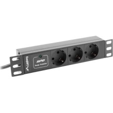 Lanberg Listwa zasilająca PDU 10'' 1U 3x Schuko 2m (PDU-03F-0200-IEC-BK)