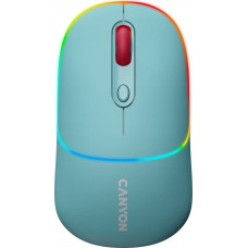 Canyon Mysz Canyon CANYON MW-22, 2 in 1 Wireless optical mouse with 4 buttons,Silent switch for right/left keys,DPI 800/1200/1600, 2 mode(BT/ 2.4GHz), 650mAh Li-poly battery,RGB backlight,Dark cyan, cable length 0.8m, 110*62*34.2mm, 0.085kg