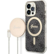 Guess Ładowarka Guess Zestaw Guess etui + ładowarka bezprzewodowa GUBPP13XH4EACSK Apple iPhone 13 Pro Max czarny/black hard case 4G Print MagSafe