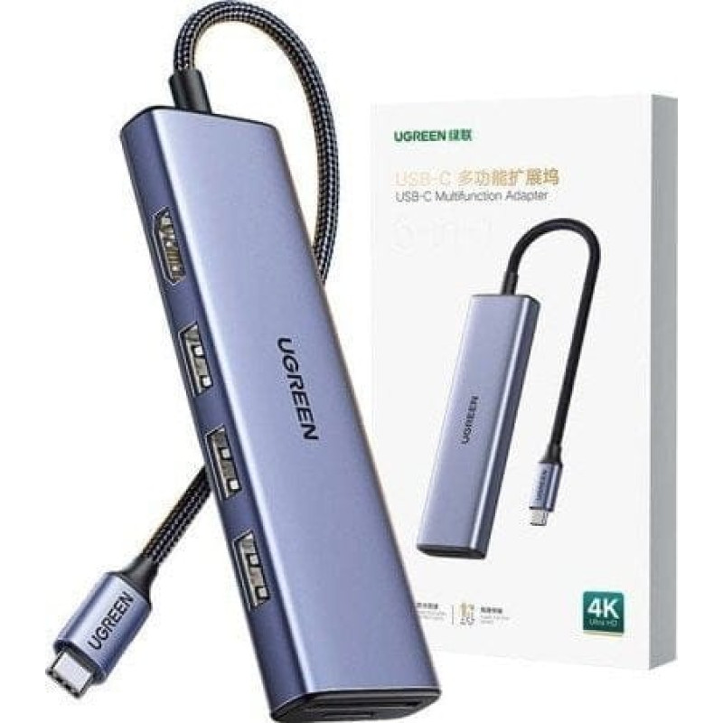 Ugreen HUB USB Ugreen Adapter HUB UGREEN CM511 USB-C do HDMI, 3x USB-A 3.0, SD/TF