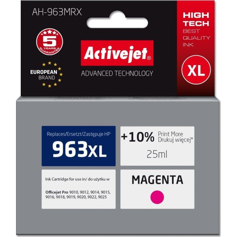 Activejet AH-963MRX ink for HP printers, Replacement HP 963XL 3JA28AE; Premium; 1760 pages; purple