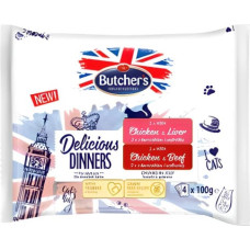 Butcher's Delicious Dinners Chicken with liver, Chicken with beef   - wet cat food - 4 x 100g