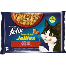 Purina Nestle Felix Sensations - beef with tomato and chicken with carrot in jelly - Wet food for cats - 4 x 85g