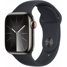 Apple Smartwatch Apple Watch Series 9 GPS + Cellular, 41mm Koperta ze stali nierdzewnej w kolorze mocnego grafitu z paskiem sportowym w kolorze północy - S/M