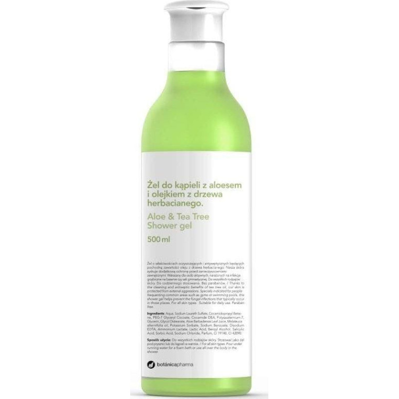 Botanica BOTANICAPHARMA_Tea Tree Aloe Shower Gel żel do kąpieli Aloes i Olejek z Drzewa Herbacianego 500ml