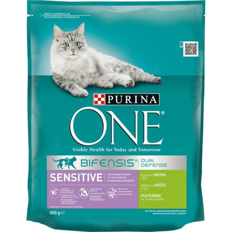 Purina One sensitive Karma dla kotów bogata w indyka i ryż 800g