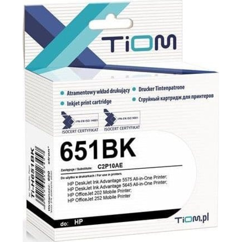 Tiom Tusz Tiom Tusz Tiom do HP 651BK | C2P10AE | 22ml | black