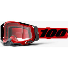 100 Bon 100% Gogle 100% RACECRAFT 2 RED (Szyba Przezroczysta Anti-Fog, LT 88%-92% + 10 Zrywek) (NEW)