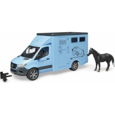 Bruder MB Sprinter Tiertransporter mit Pferd (blau)