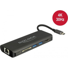 Delock USB C 3.1 Dockingstation (anthrazit, HDMI, USB-C, USB-A, SD-Kartenleser)