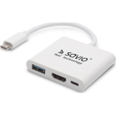 Savio Stacja/replikator Savio AK-48 adapter USB Typ C - HDMI, USB 3.0, USB C PD