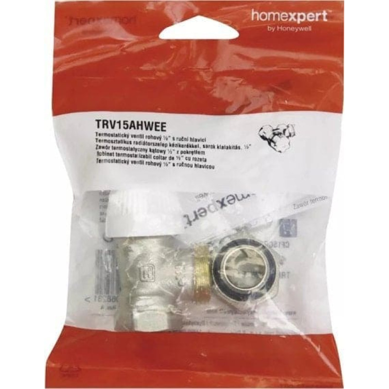 Honeywell Zawór term. kątowy 1/2 z pokrętłem HOMEXPERT by HoneywellZAW.TERMOSTAT.KAT 1/2+POKRETLO