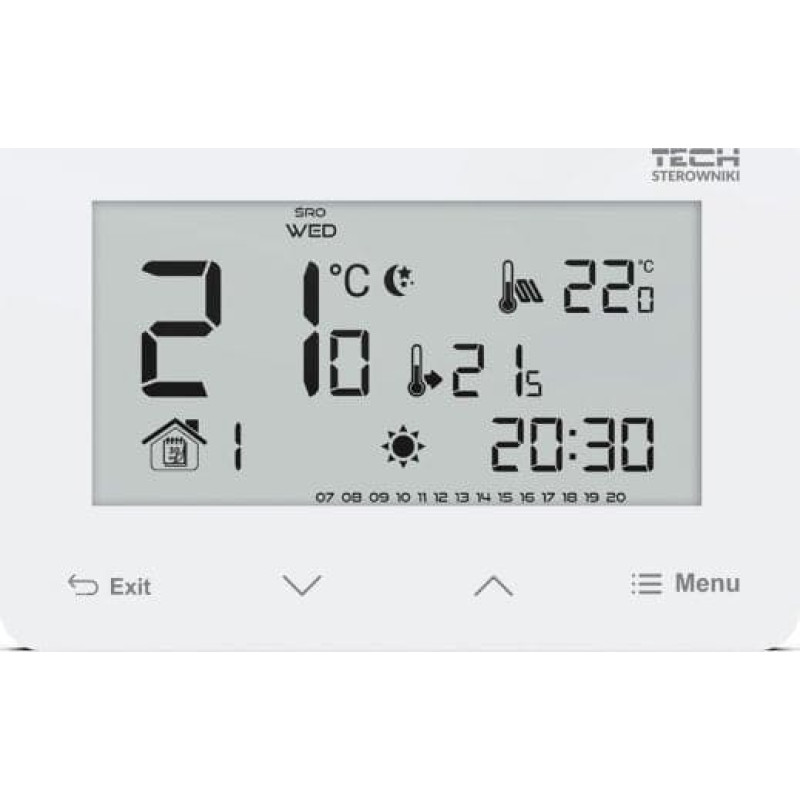 Tech Przewodowy regulator ST-293z v3 biały, pokojowy dwustanowy zasilany 230V szklany podtynkowy