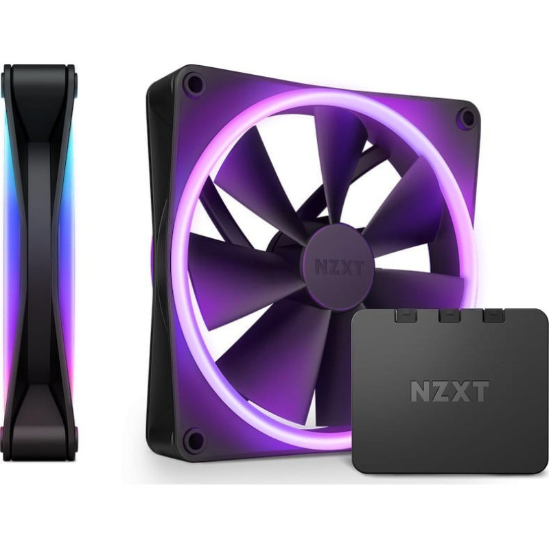 Nzxt F140 RGB DUO Twin 140x140x25 (schwarz, 2er Pack, inkl. RGB-Controller)