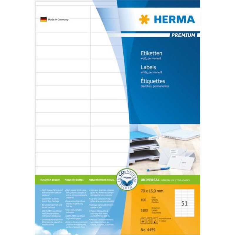 Herma Etykiety Premium A4, białe, papier matowy, 5100 szt. (4459)